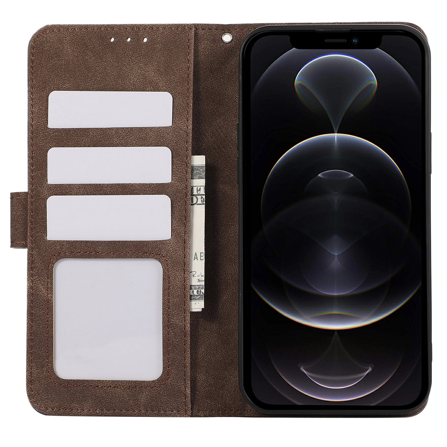 ABEEL For iPhone 12 / 12 Pro Case Color Matching RFID Blocking Leather Phone Cover with Wallet