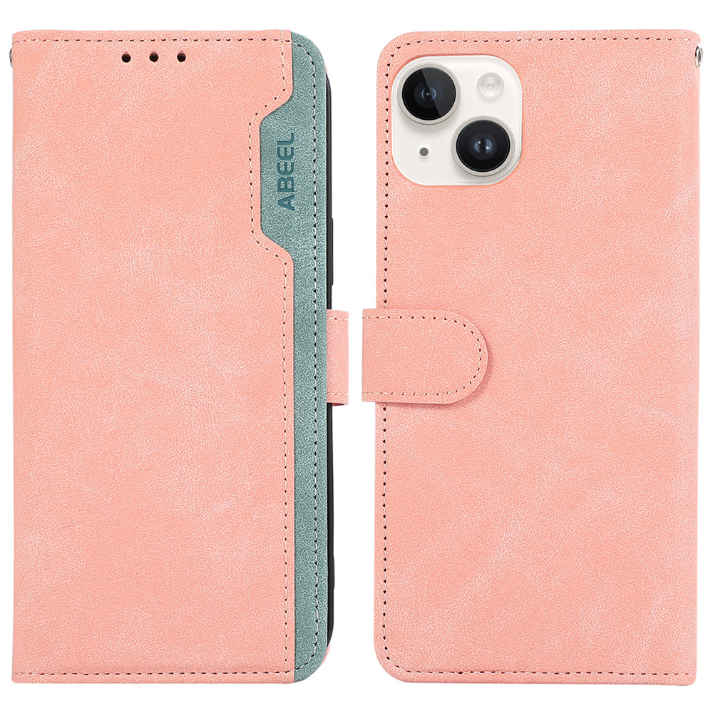 ABEEL For iPhone 14 Plus Wallet Case PU Leather RFID Blocking Flip Shockproof Phone Cover