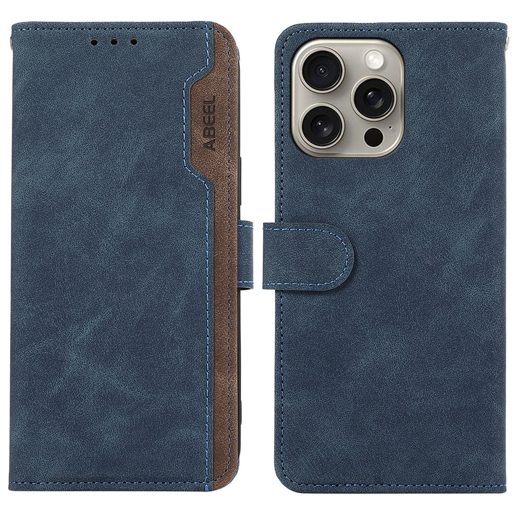ABEEL For iPhone 13 Pro Wallet Case RFID Blocking Splicing Color Leather Phone Cover