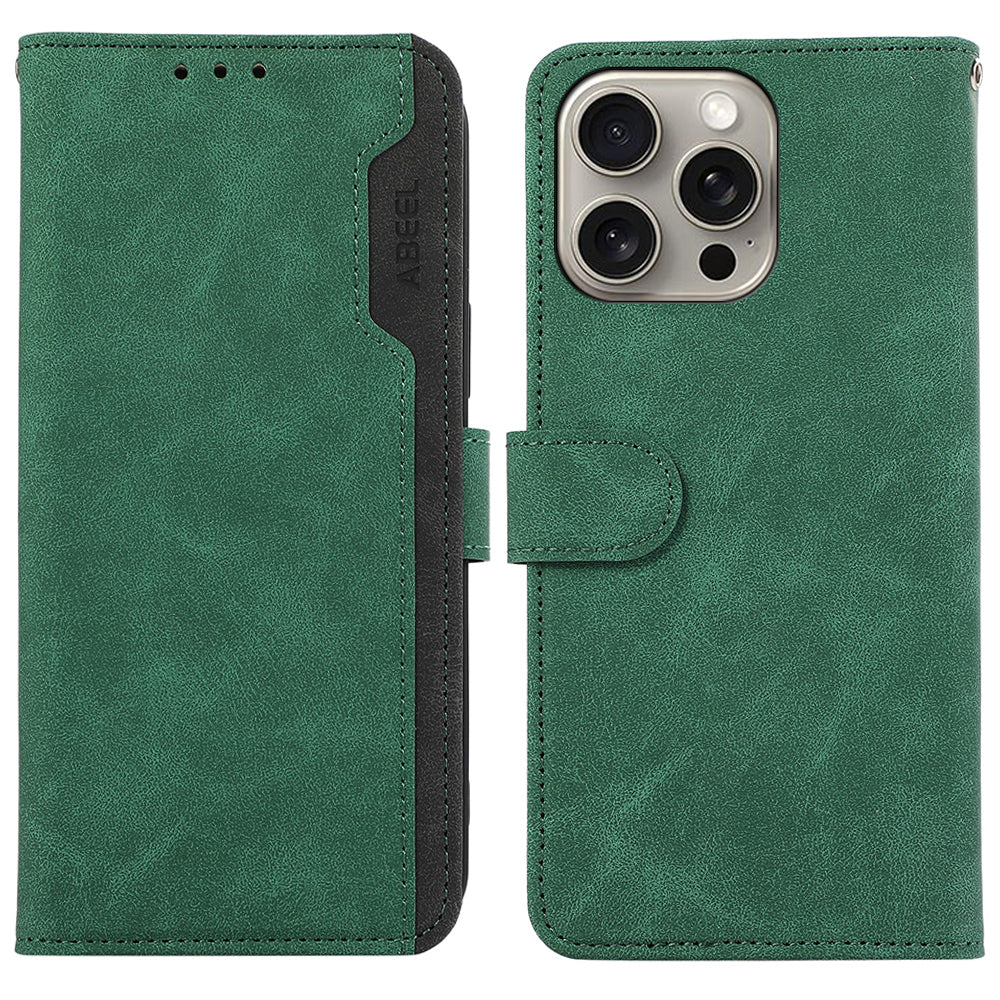 ABEEL For iPhone 13 Pro Wallet Case RFID Blocking Splicing Color Leather Phone Cover