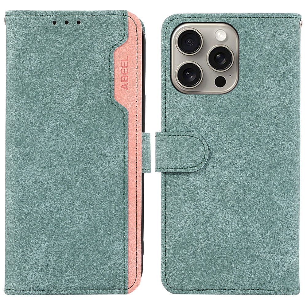 ABEEL For iPhone 13 Pro Wallet Case RFID Blocking Splicing Color Leather Phone Cover