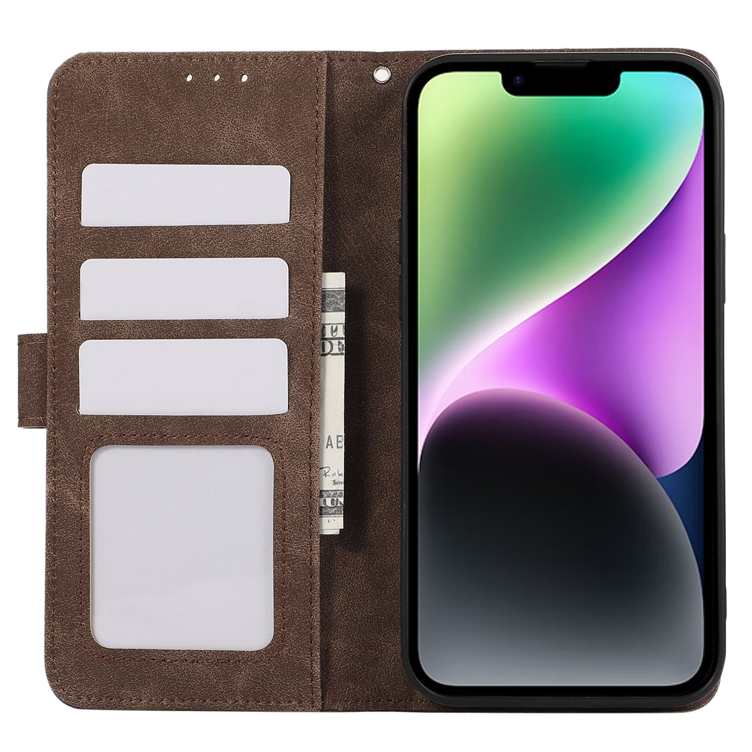 ABEEL For iPhone 14 Wallet Phone Case Color Matching RFID Blocking Leather Flip Cover