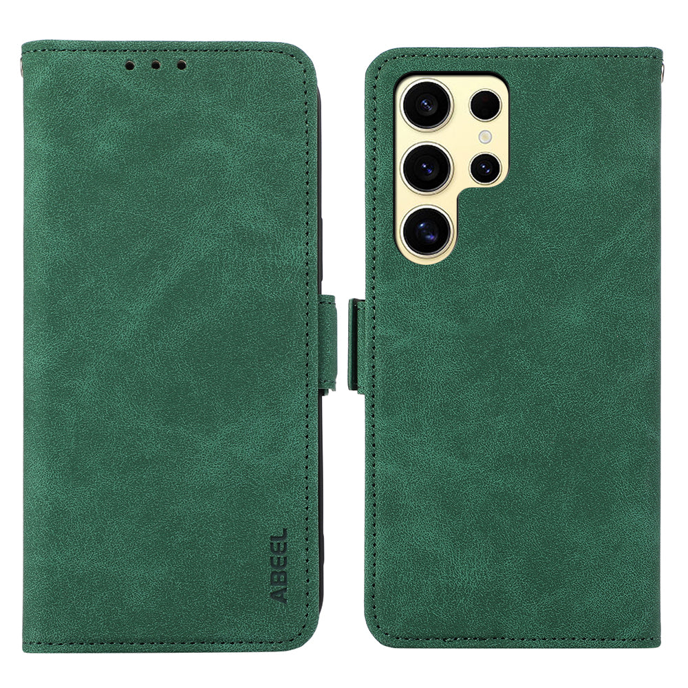 ABEEL For Samsung Galaxy S24 Ultra Case Magnetic Clasp RFID Blocking Leather Phone Cover