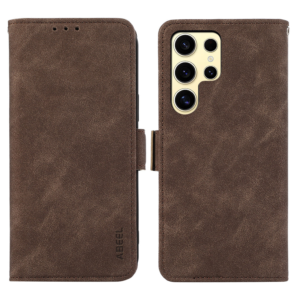 ABEEL For Samsung Galaxy S24 Ultra Case Magnetic Clasp RFID Blocking Leather Phone Cover
