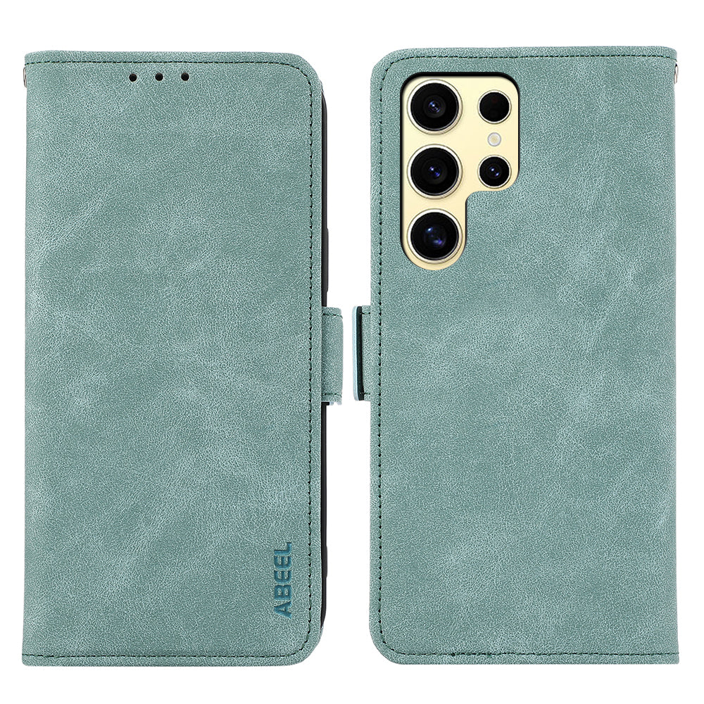 ABEEL For Samsung Galaxy S24 Ultra Case Magnetic Clasp RFID Blocking Leather Phone Cover
