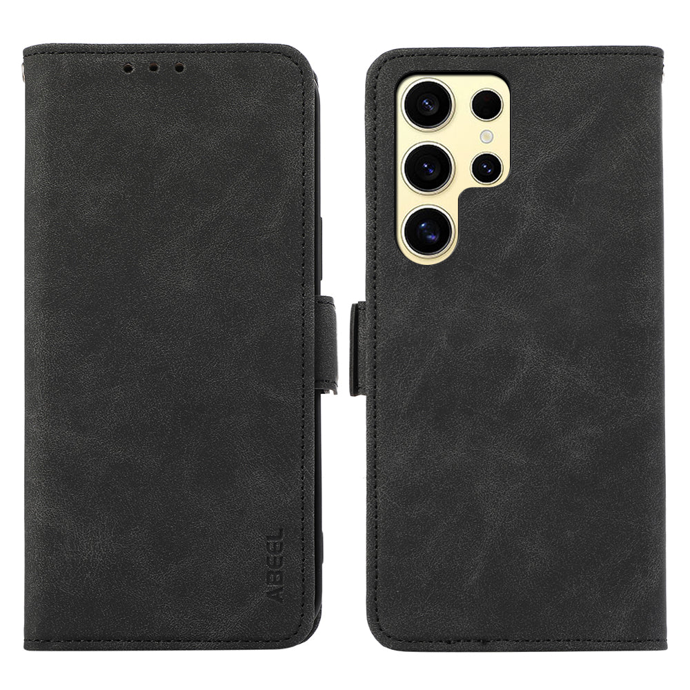 ABEEL For Samsung Galaxy S24 Ultra Case Magnetic Clasp RFID Blocking Leather Phone Cover