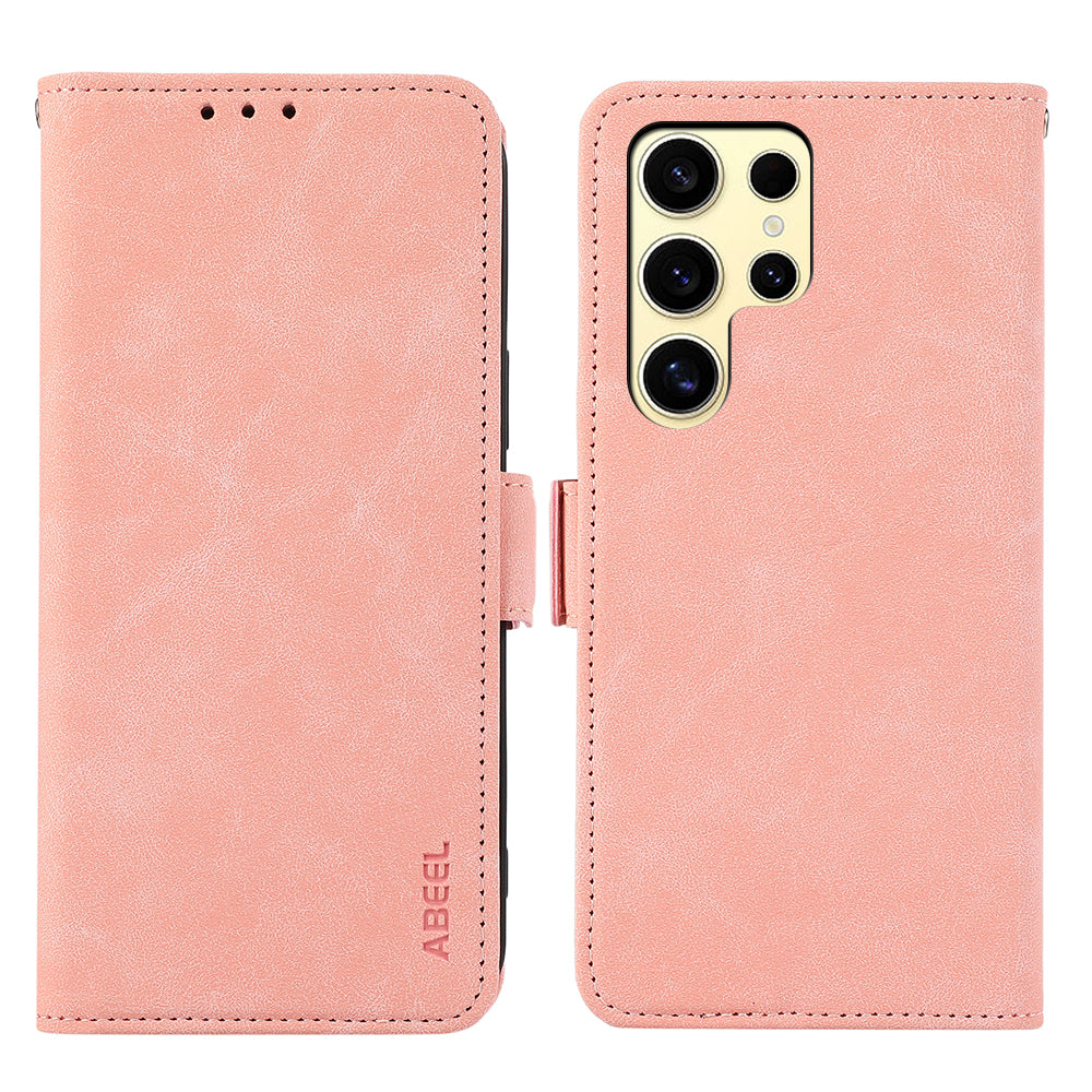 ABEEL For Samsung Galaxy S24 Ultra Case Magnetic Clasp RFID Blocking Leather Phone Cover