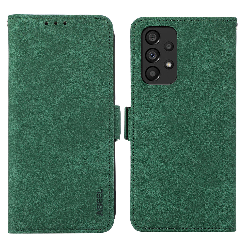 ABEEL For Samsung Galaxy A33 5G Case PU Leather RFID Blocking 3 Card Slots Stand Phone Cover