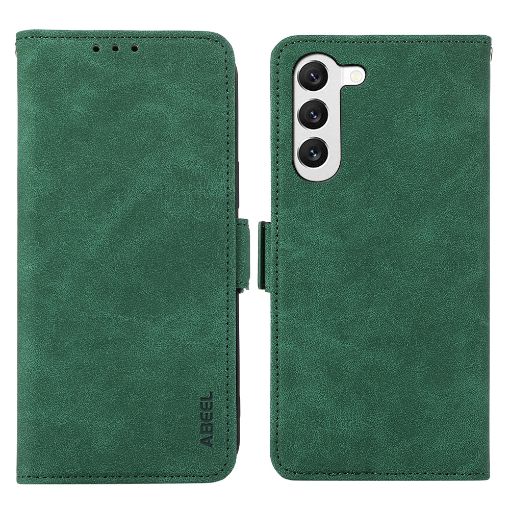 ABEEL For Samsung Galaxy S23+ Leather Case RFID Blocking Wallet Phone Cover Side Magnetic Clasp