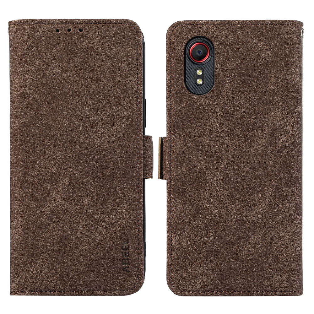 ABEEL For Samsung Galaxy Xcover 5 Case RFID Blocking Leather Phone Cover with Side Magnetic Clasp