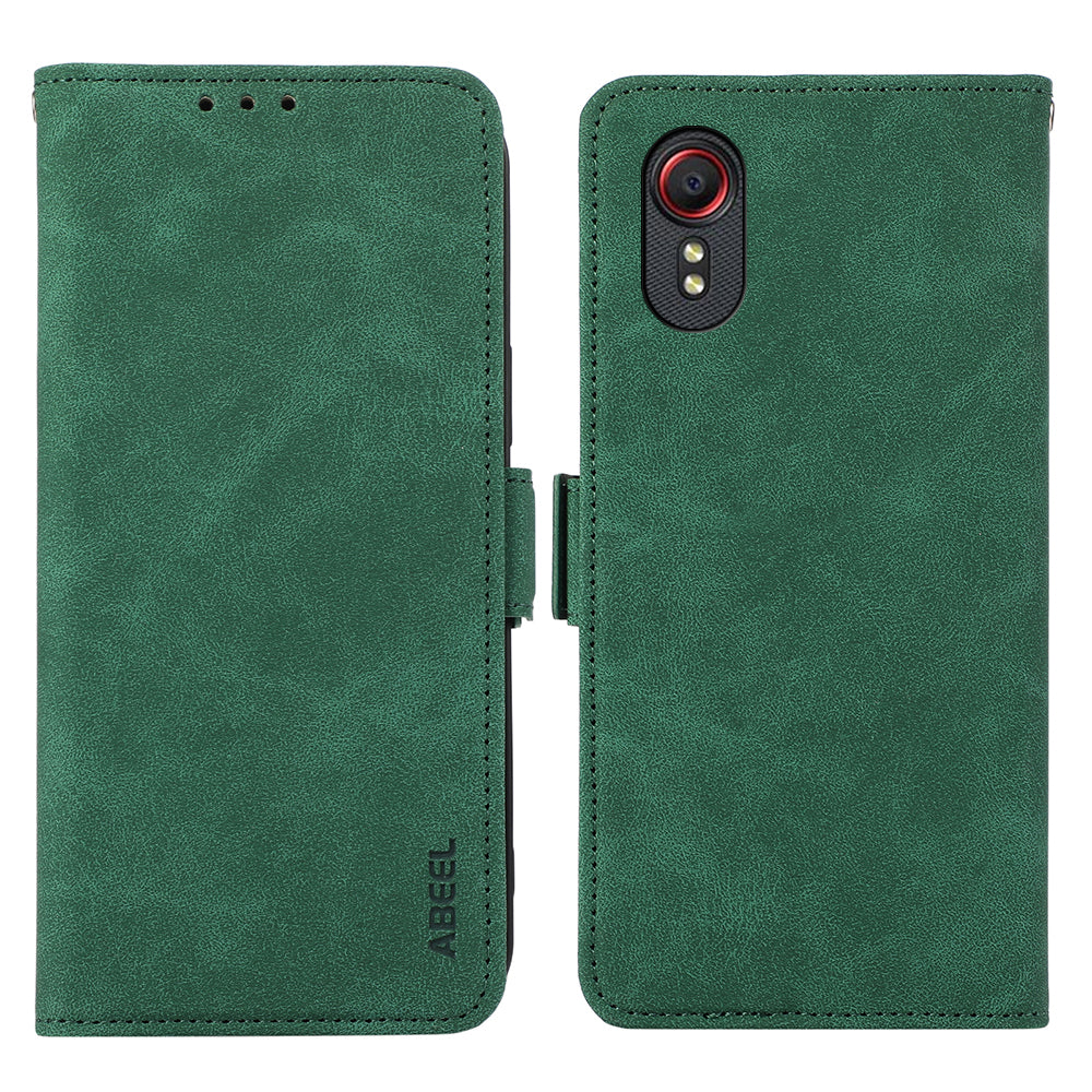 ABEEL For Samsung Galaxy Xcover 5 Case RFID Blocking Leather Phone Cover with Side Magnetic Clasp