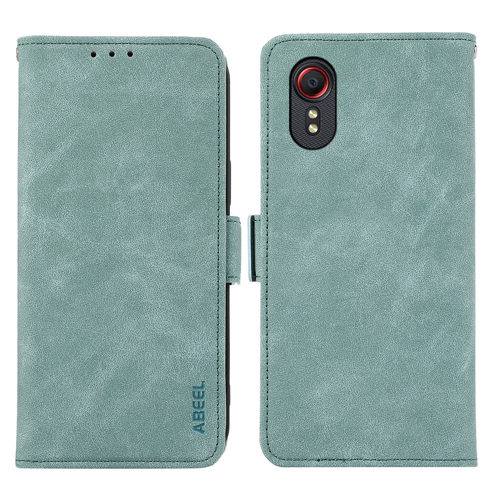 ABEEL For Samsung Galaxy Xcover 5 Case RFID Blocking Leather Phone Cover with Side Magnetic Clasp