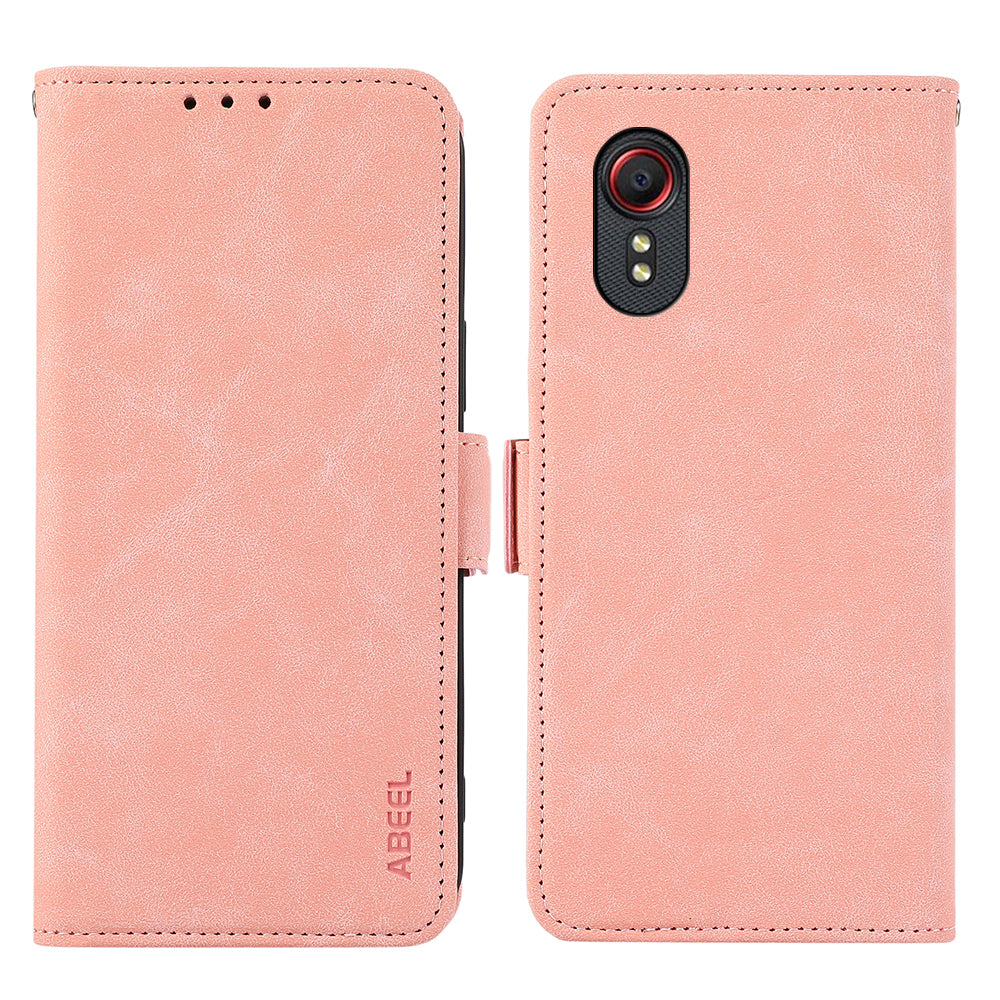ABEEL For Samsung Galaxy Xcover 5 Case RFID Blocking Leather Phone Cover with Side Magnetic Clasp