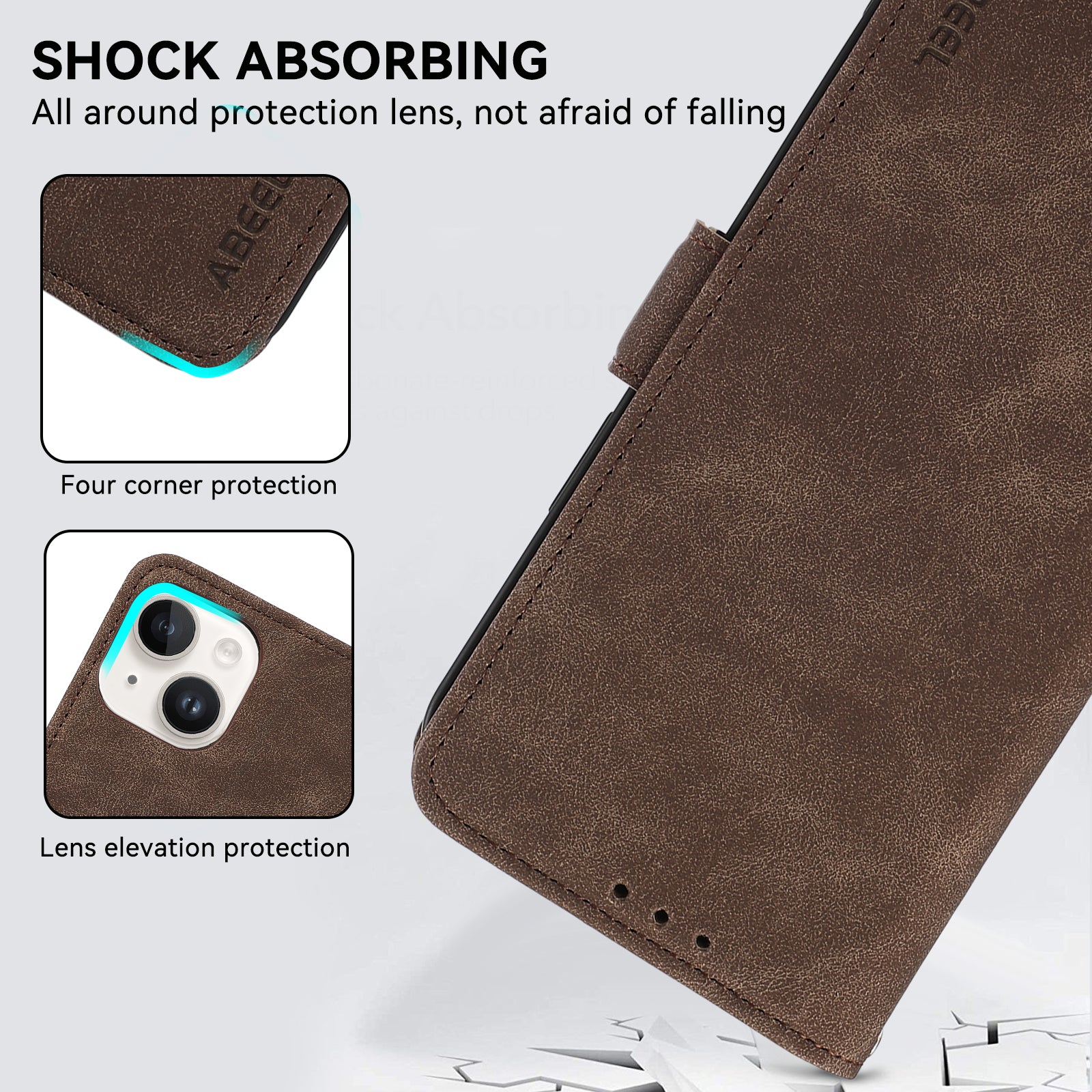 ABEEL For Samsung Galaxy S22+ 5G Shockproof Phone Cover Wallet Case PU Leather RFID Blocking Flip Shell