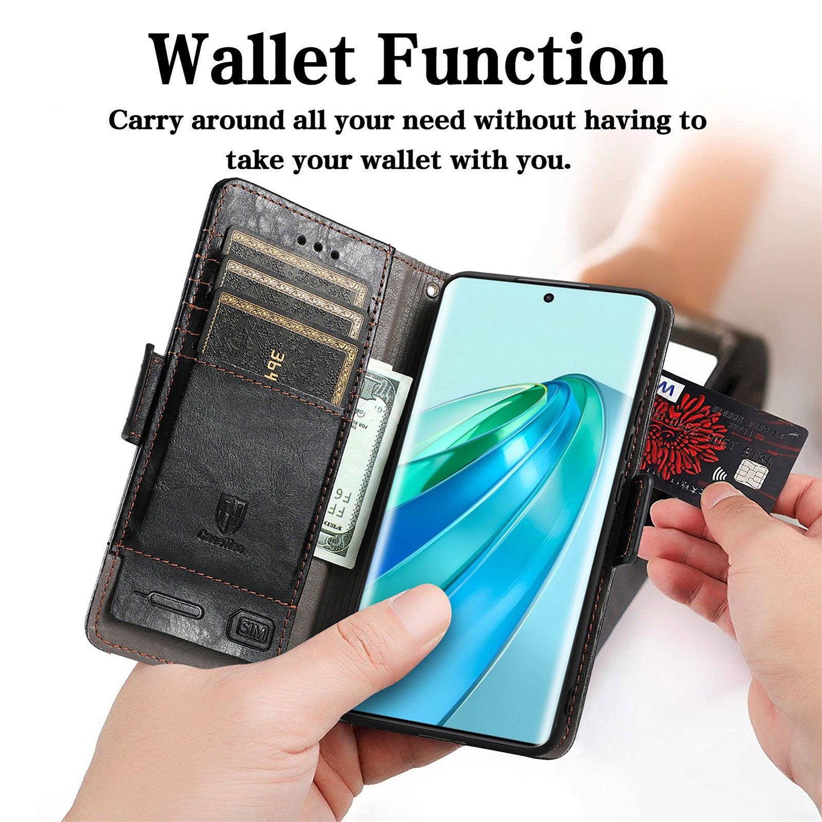 CASENEO 002 Series For Honor X40 5G / X9a 5G / Magic5 Lite 5G Phone Cover RFID Blocking Splicing Leather Wallet Case
