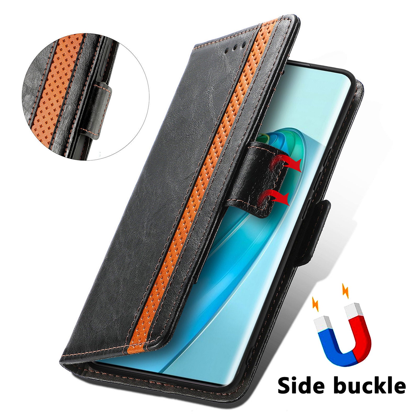 CASENEO 002 Series For Honor X40 5G / X9a 5G / Magic5 Lite 5G Phone Cover RFID Blocking Splicing Leather Wallet Case