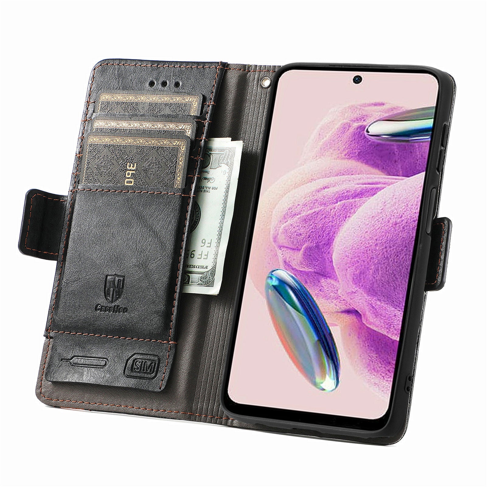 CASENEO 002 Series For Xiaomi Redmi Note 12S 4G PU Leather Case RFID Blocking Stand Phone Cover