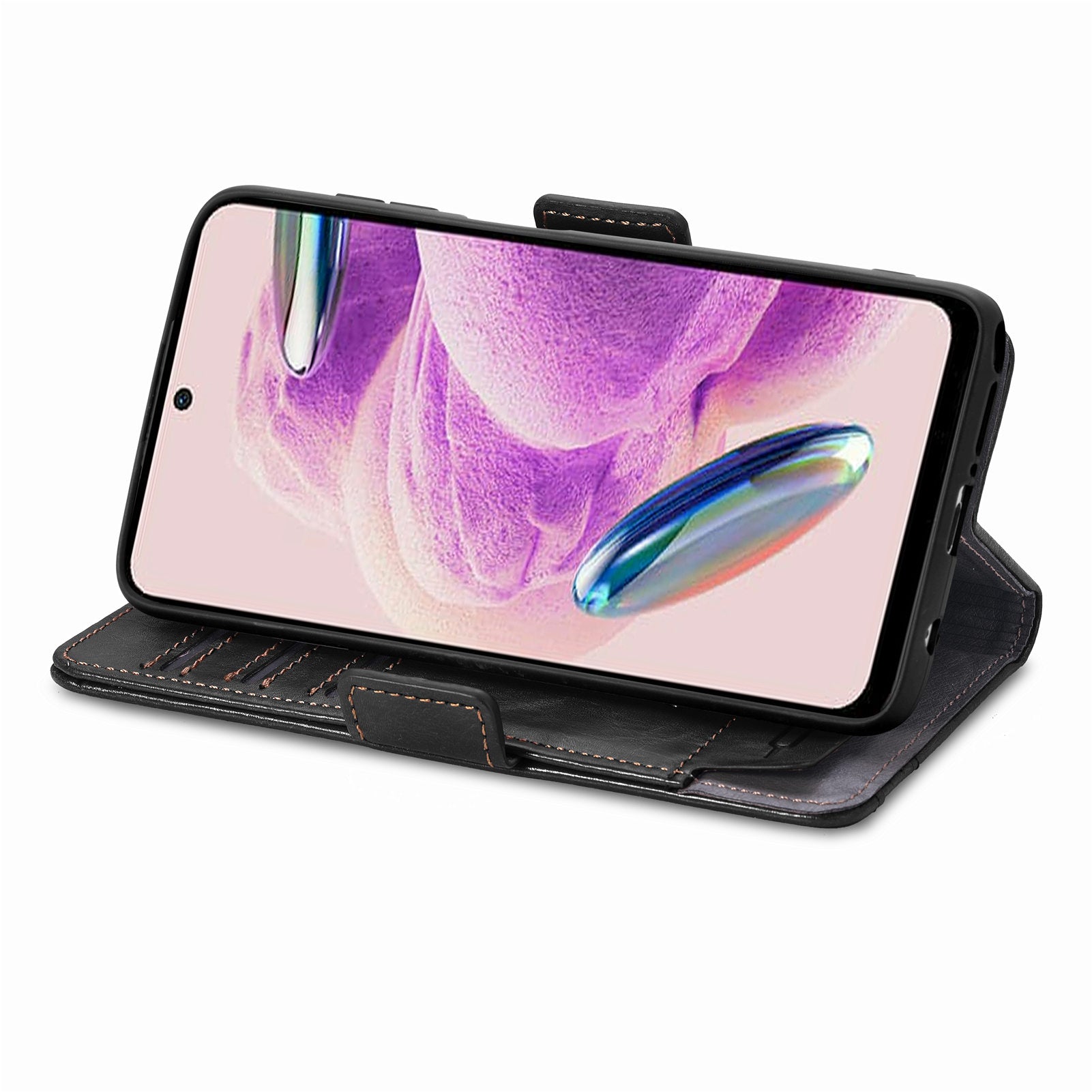 CASENEO 002 Series For Xiaomi Redmi Note 12S 4G PU Leather Case RFID Blocking Stand Phone Cover
