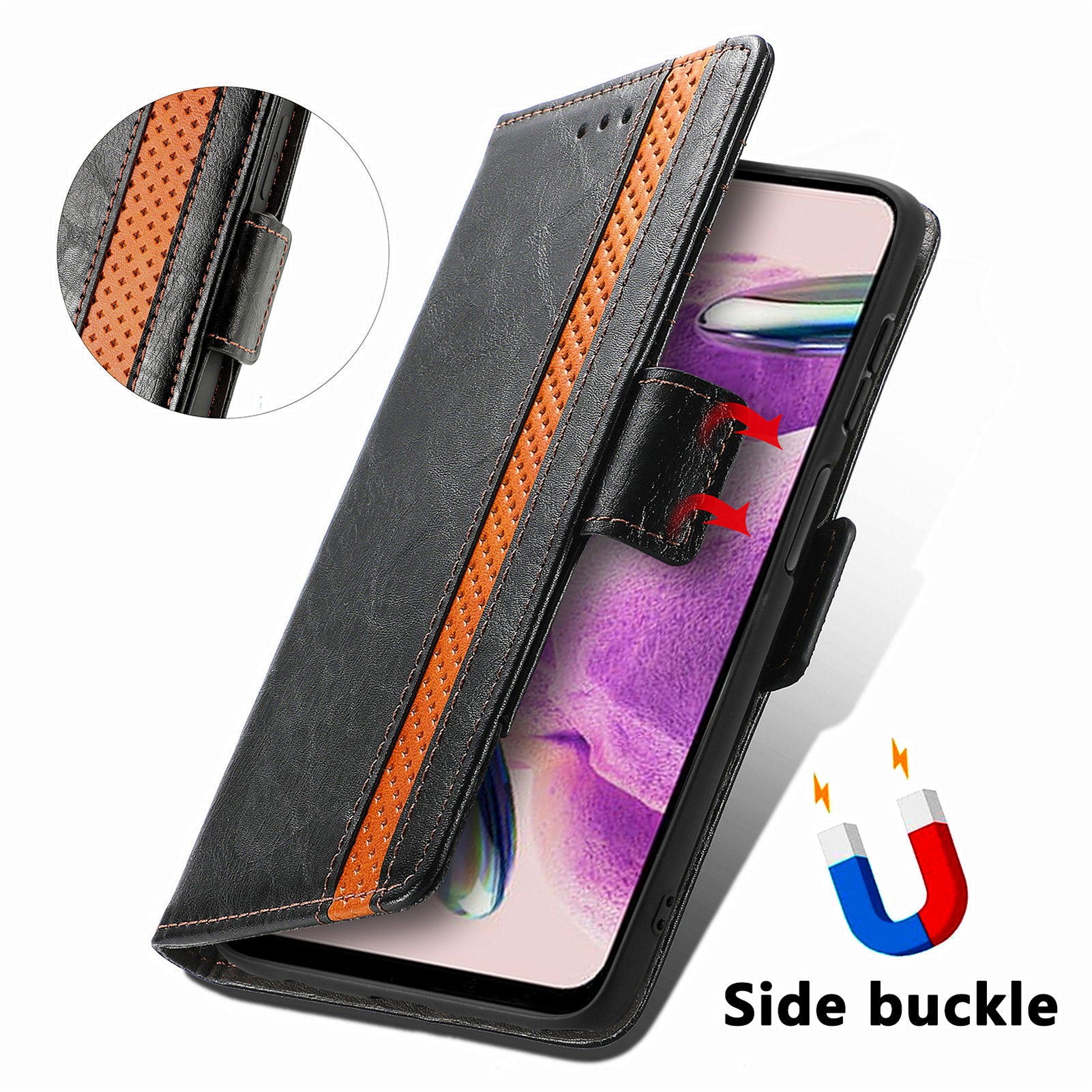 CASENEO 002 Series For Xiaomi Redmi Note 12S 4G PU Leather Case RFID Blocking Stand Phone Cover