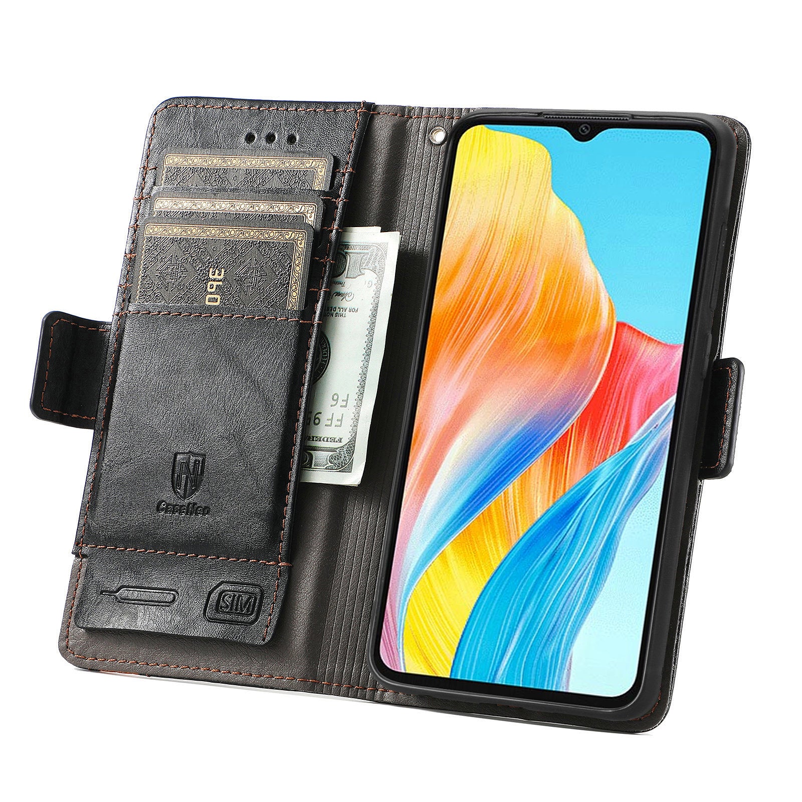 CASENEO 002 Series For Oppo A38 4G / A18 4G Case PU Leather RFID Blocking Wallet Phone Cover