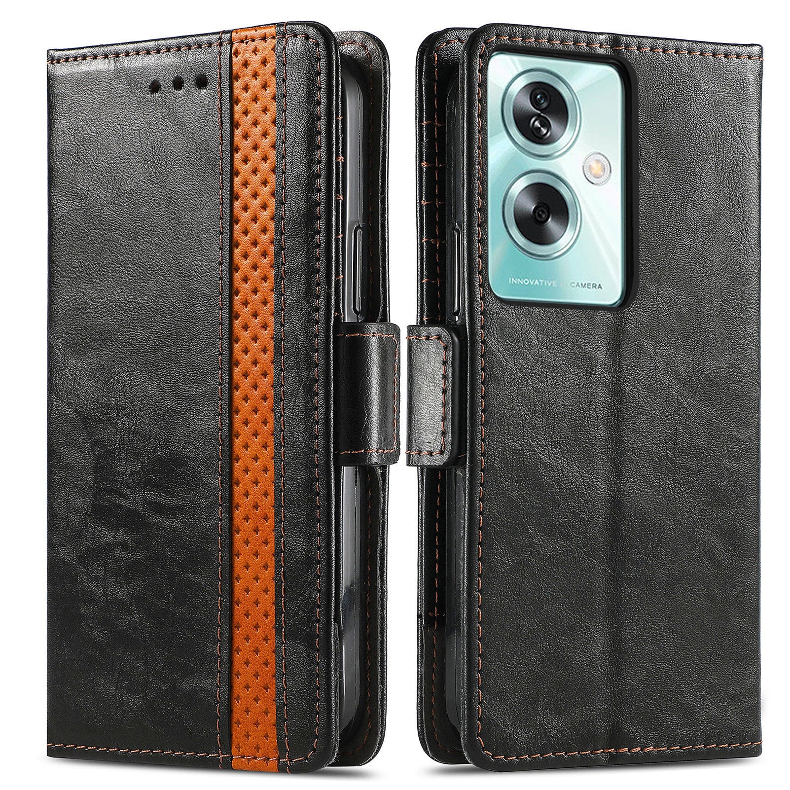 CASENEO 002 Series For Oppo A79 5G / A2 5G Shockproof RFID Blocking Phone Cover PU Leather Wallet Stand Phone Case