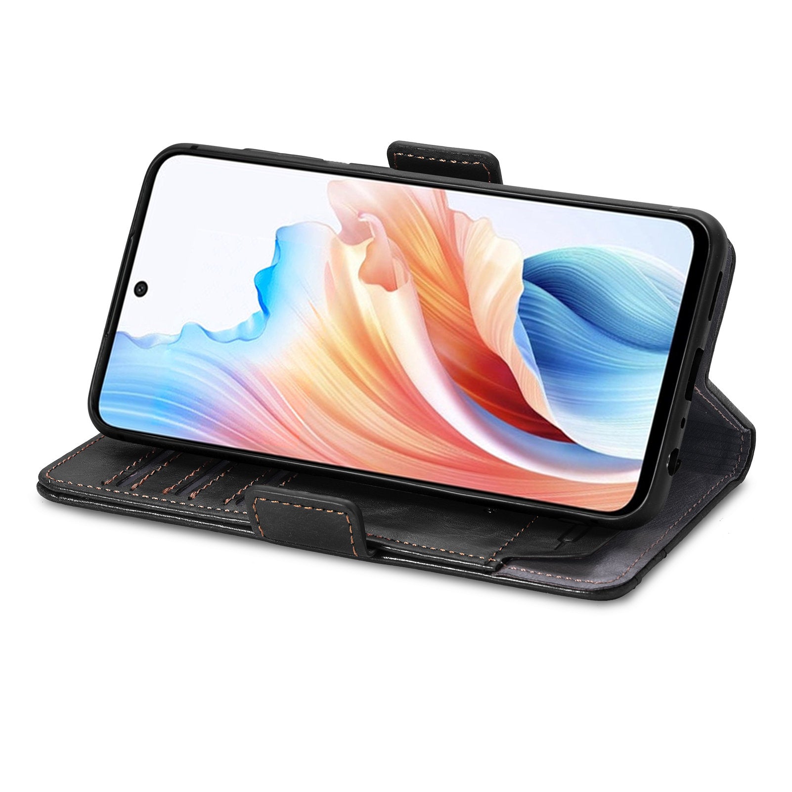 CASENEO 002 Series For Oppo A79 5G / A2 5G Shockproof RFID Blocking Phone Cover PU Leather Wallet Stand Phone Case