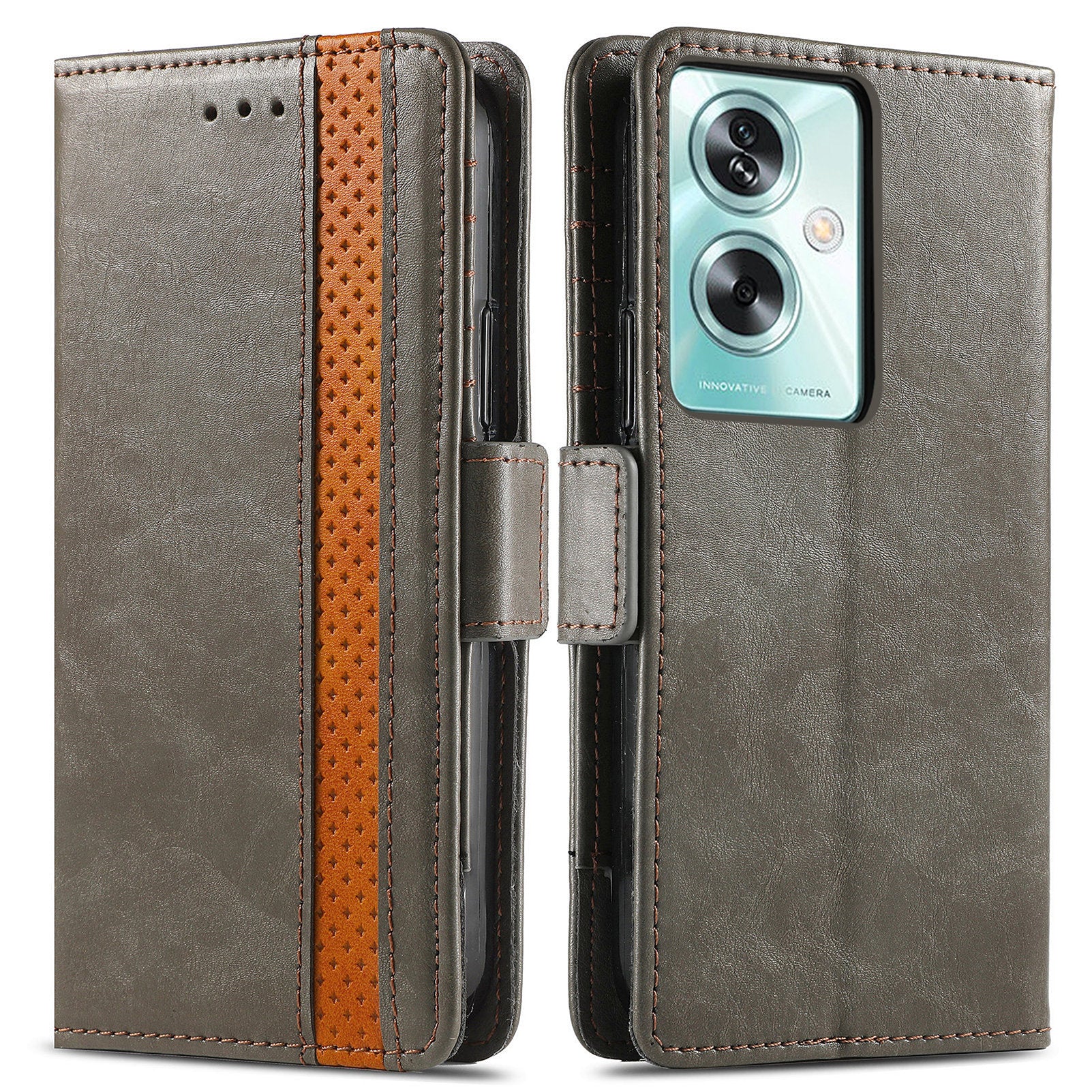 CASENEO 002 Series For Oppo A79 5G / A2 5G Shockproof RFID Blocking Phone Cover PU Leather Wallet Stand Phone Case