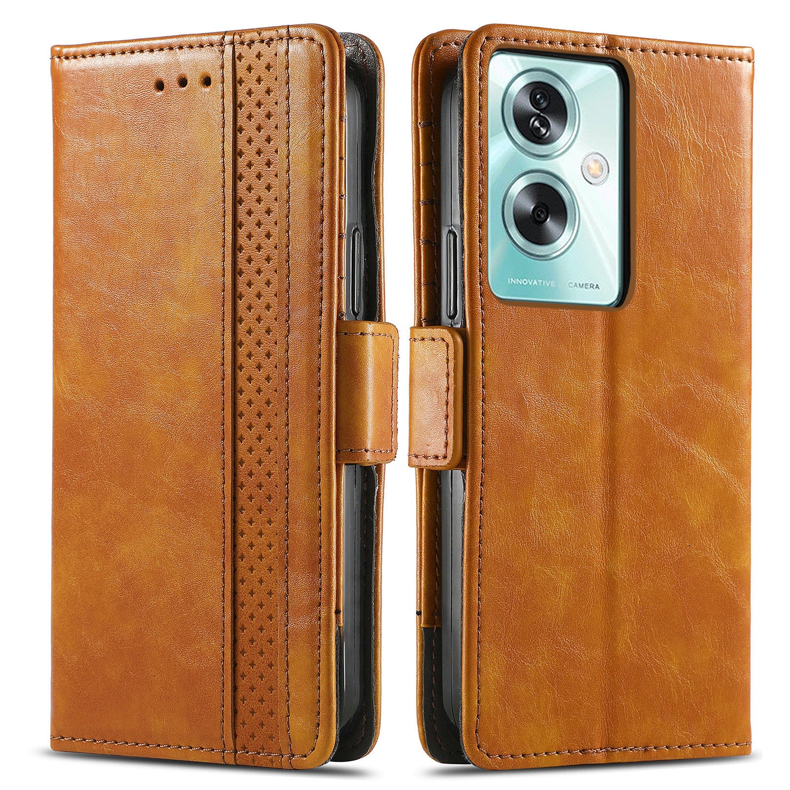 CASENEO 002 Series For Oppo A79 5G / A2 5G Shockproof RFID Blocking Phone Cover PU Leather Wallet Stand Phone Case
