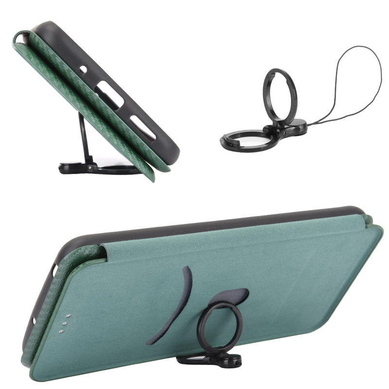 For Xiaomi Redmi A3 / Poco C61 4G Protective Case Leather Carbon Fiber Texture Magnetic Phone Cover