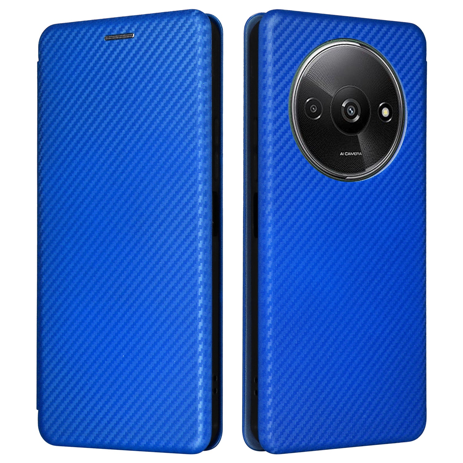 For Xiaomi Redmi A3 / Poco C61 4G Protective Case Leather Carbon Fiber Texture Magnetic Phone Cover