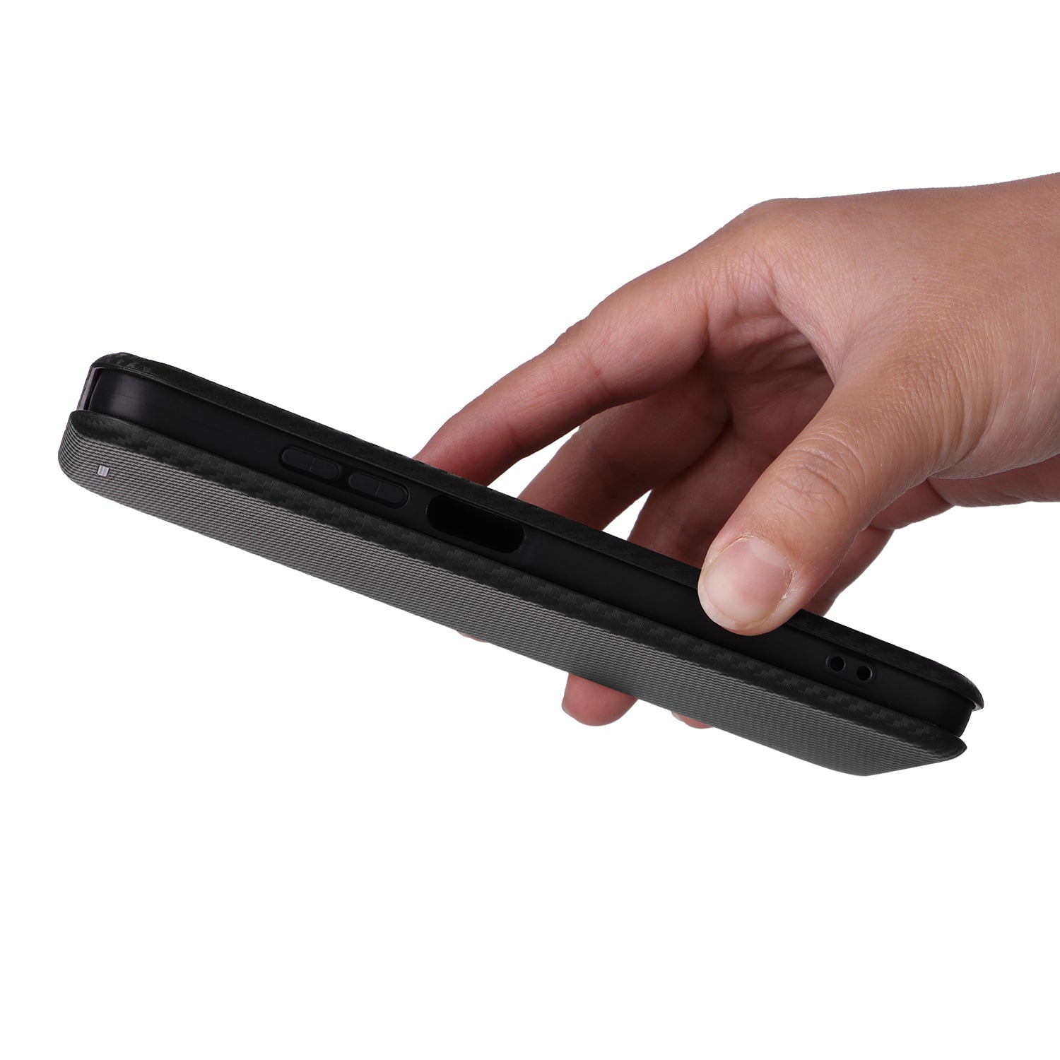 For Motorola Moto G34 5G Leather Case Carbon Fiber Texture Phone Card Holder Cover