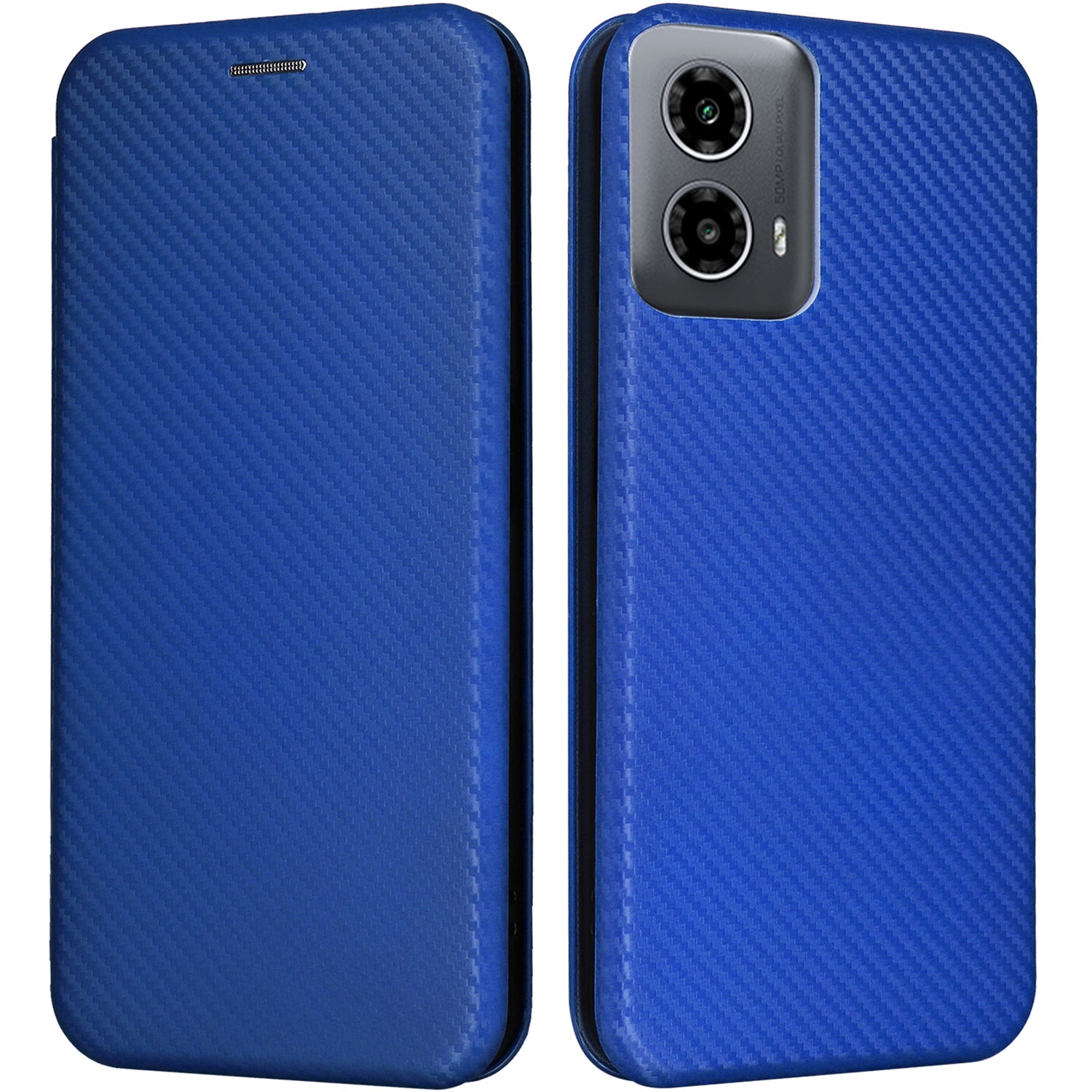 For Motorola Moto G34 5G Leather Case Carbon Fiber Texture Phone Card Holder Cover