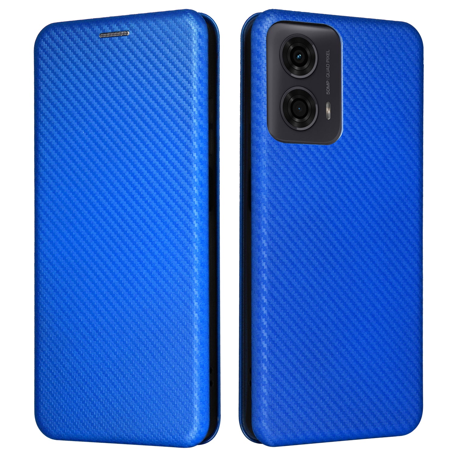 For Motorola Moto G04 4G / G24 4G Case Leather Carbon Fiber Texture Magnetic Protective Phone Cover