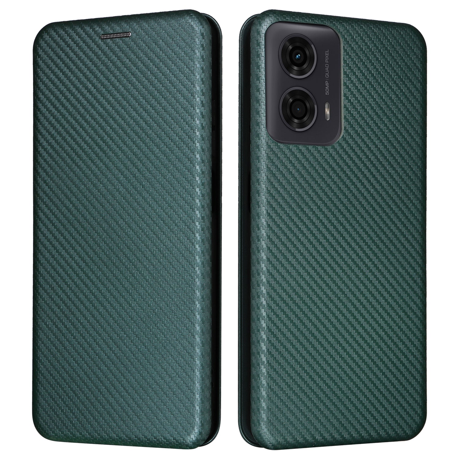 For Motorola Moto G04 4G / G24 4G Case Leather Carbon Fiber Texture Magnetic Protective Phone Cover