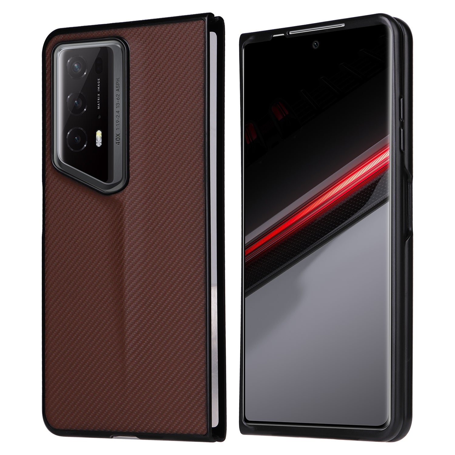 For Honor Magic V2 RSR Porsche Design Case Carbon Fiber Texture Leather Coated PC Phone Cover
