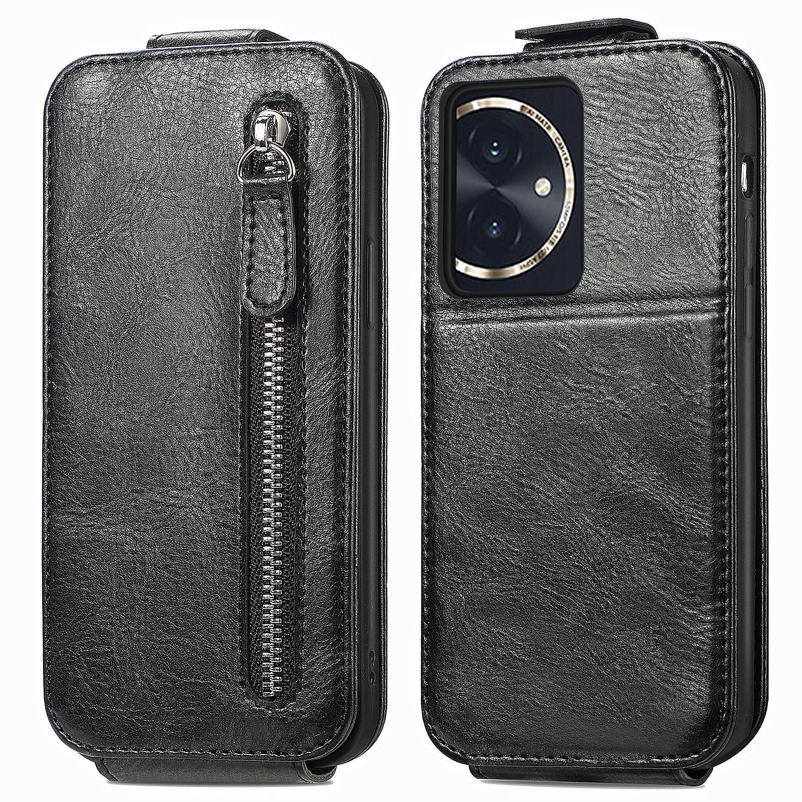 For Honor 100 5G Drop Proof Vertical Flip Case Zipper Wallet Leather Phone Cover