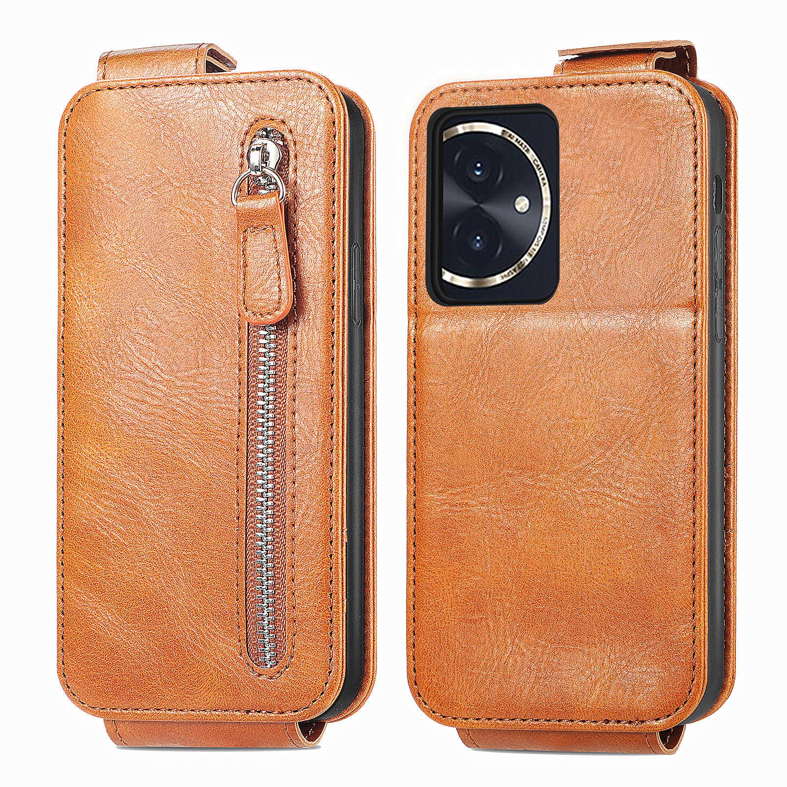 For Honor 100 5G Drop Proof Vertical Flip Case Zipper Wallet Leather Phone Cover