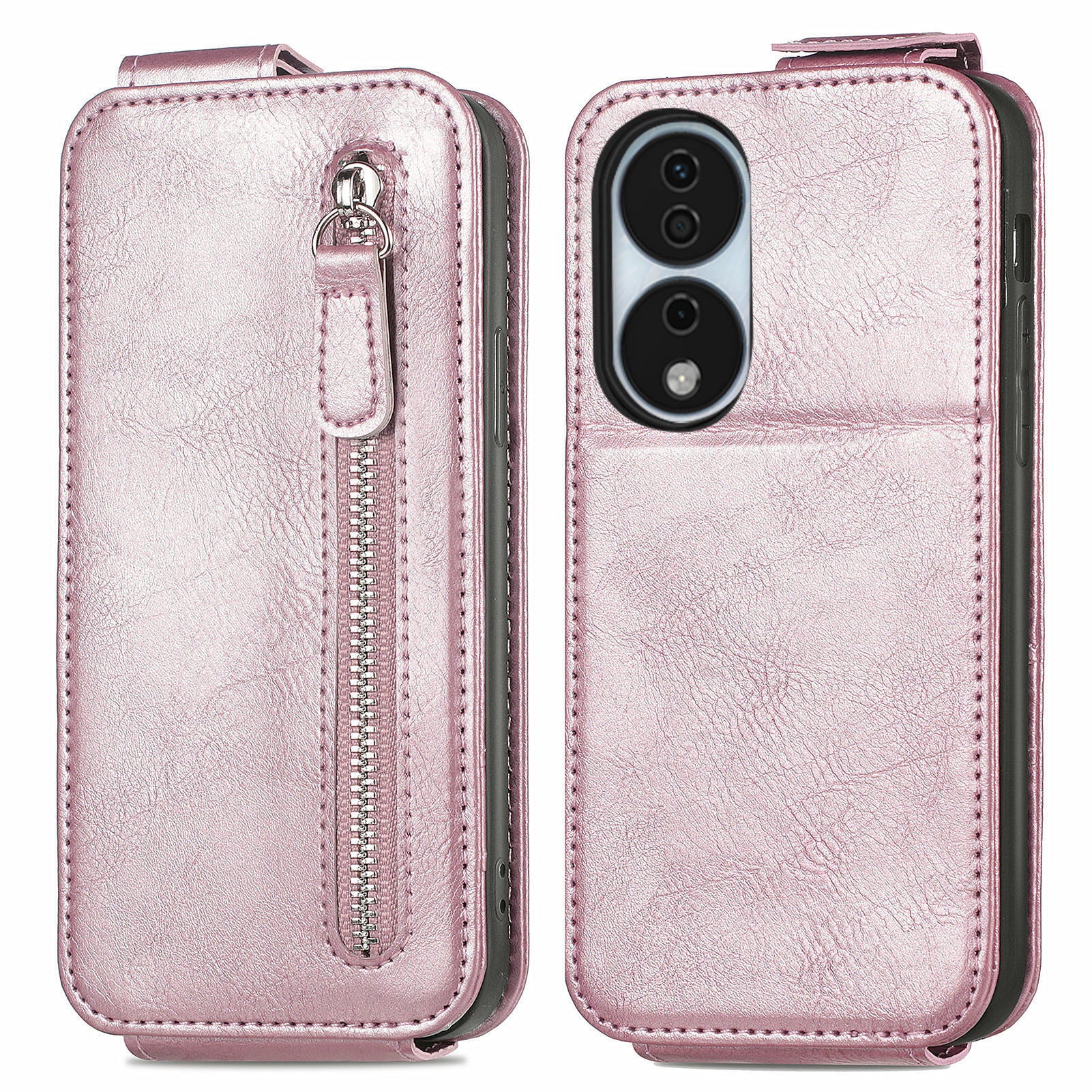 For Honor X7b 4G / 90 Smart Case Vertical Flip Zipper Pocket PU Leather Cell Phone Cover