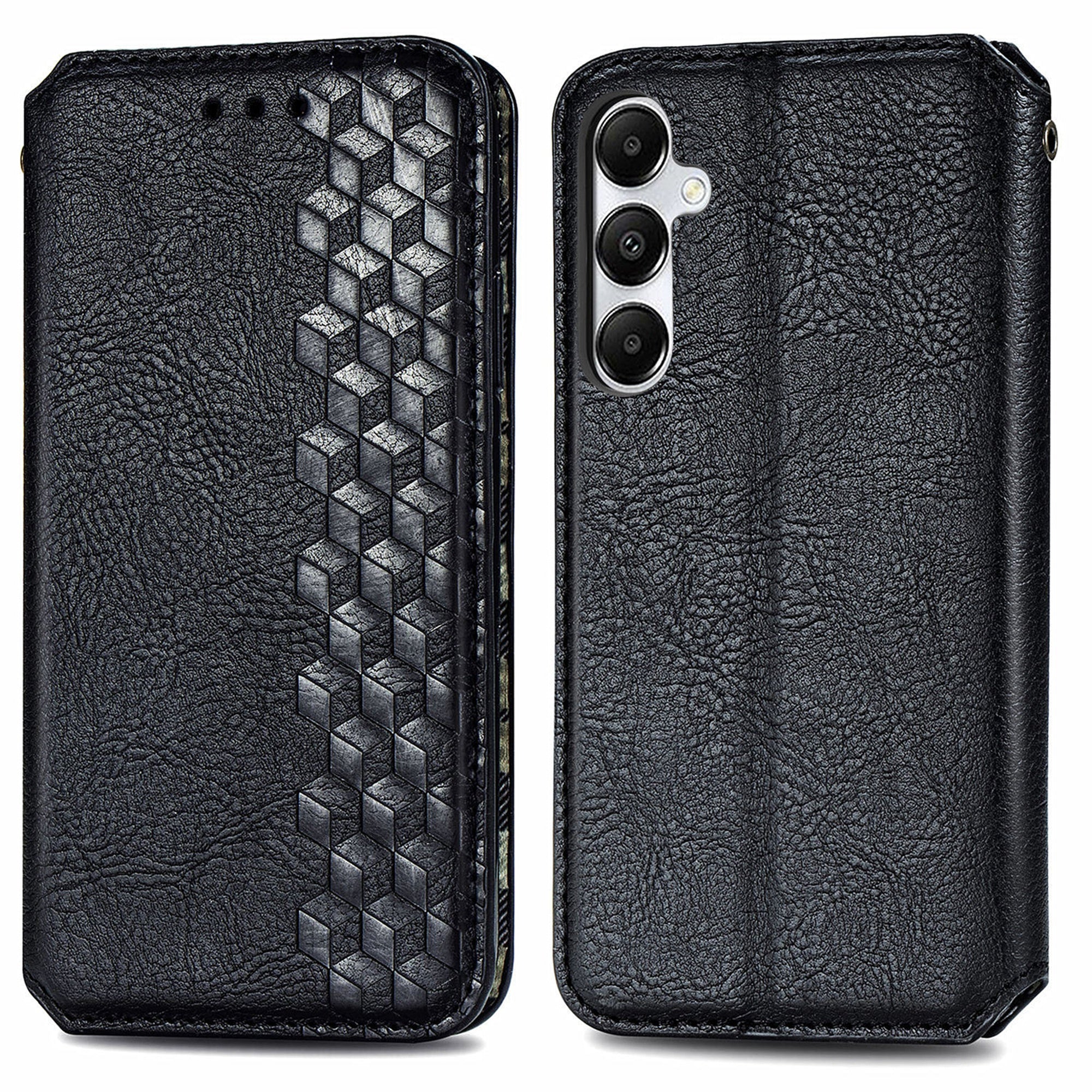 For Samsung Galaxy A55 5G Cell Phone Case Rhombus Imprinted Leather Wallet Stand Cover