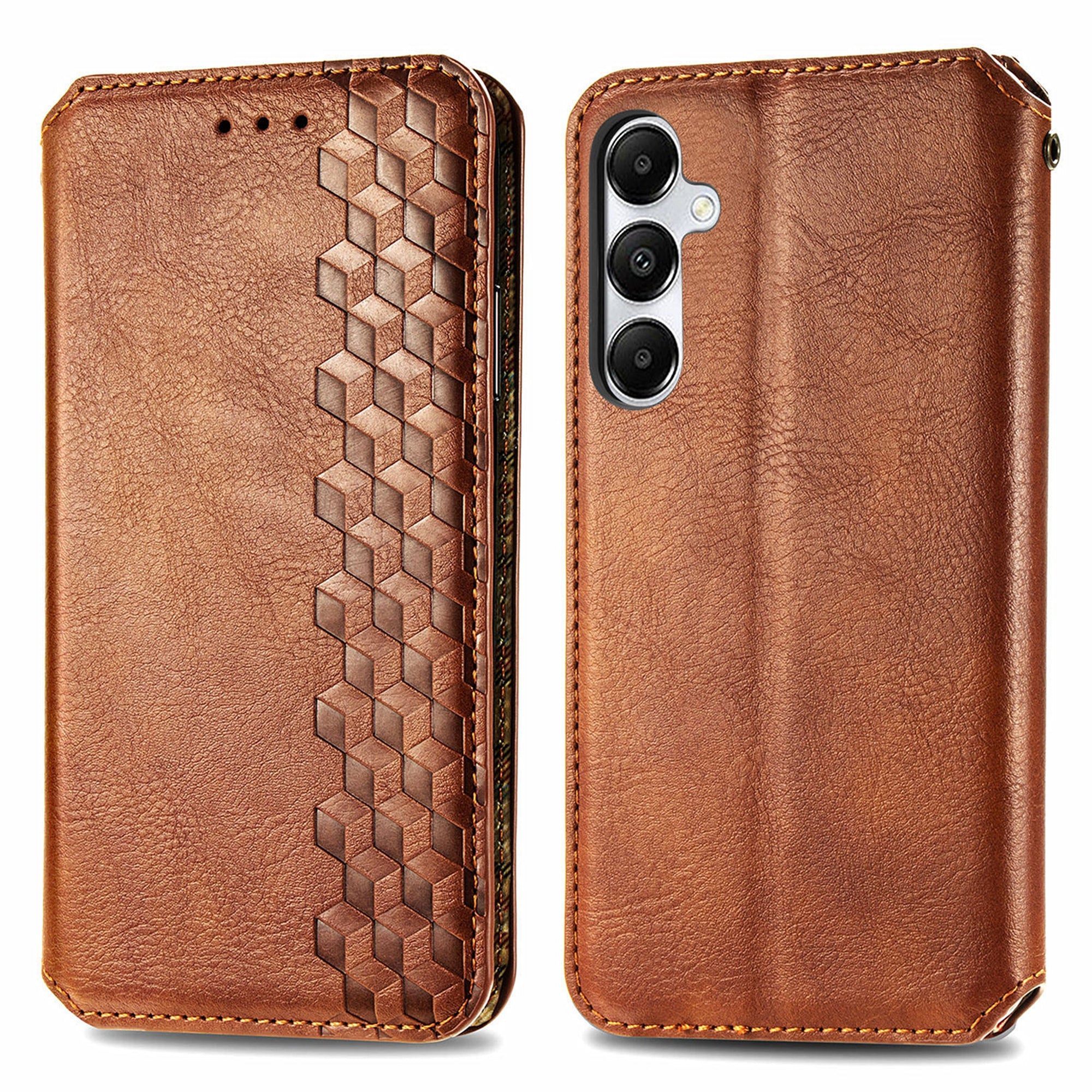 For Samsung Galaxy A55 5G Cell Phone Case Rhombus Imprinted Leather Wallet Stand Cover