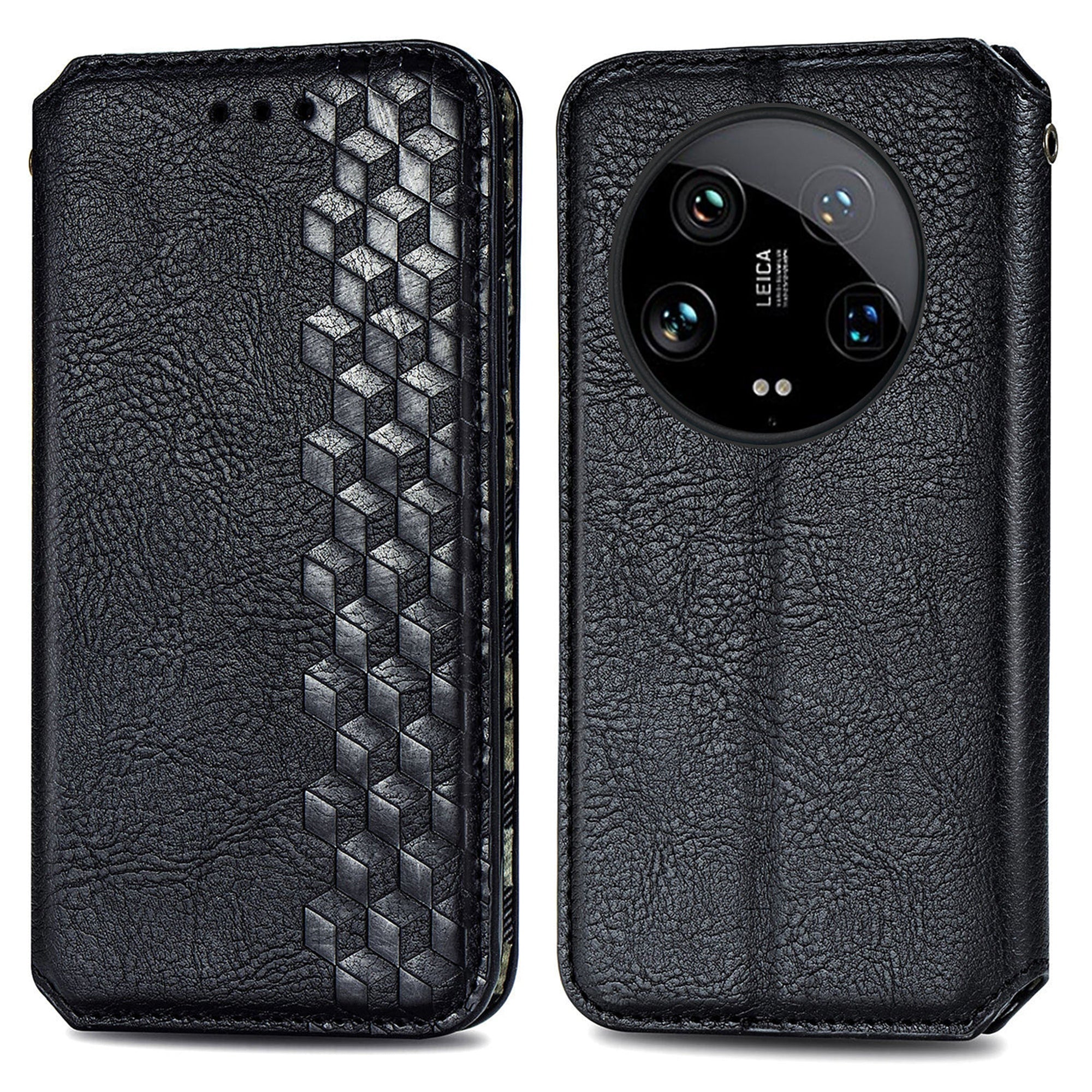 For Xiaomi 14 Ultra Case Wallet Magnetic Closing PU Leather Rhombus Phone Cover
