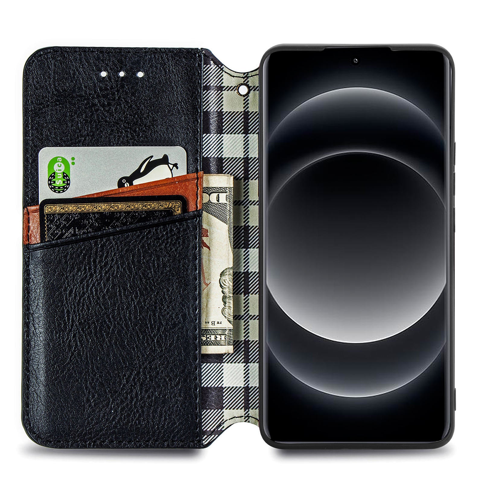 For Xiaomi 14 Ultra Case Wallet Magnetic Closing PU Leather Rhombus Phone Cover