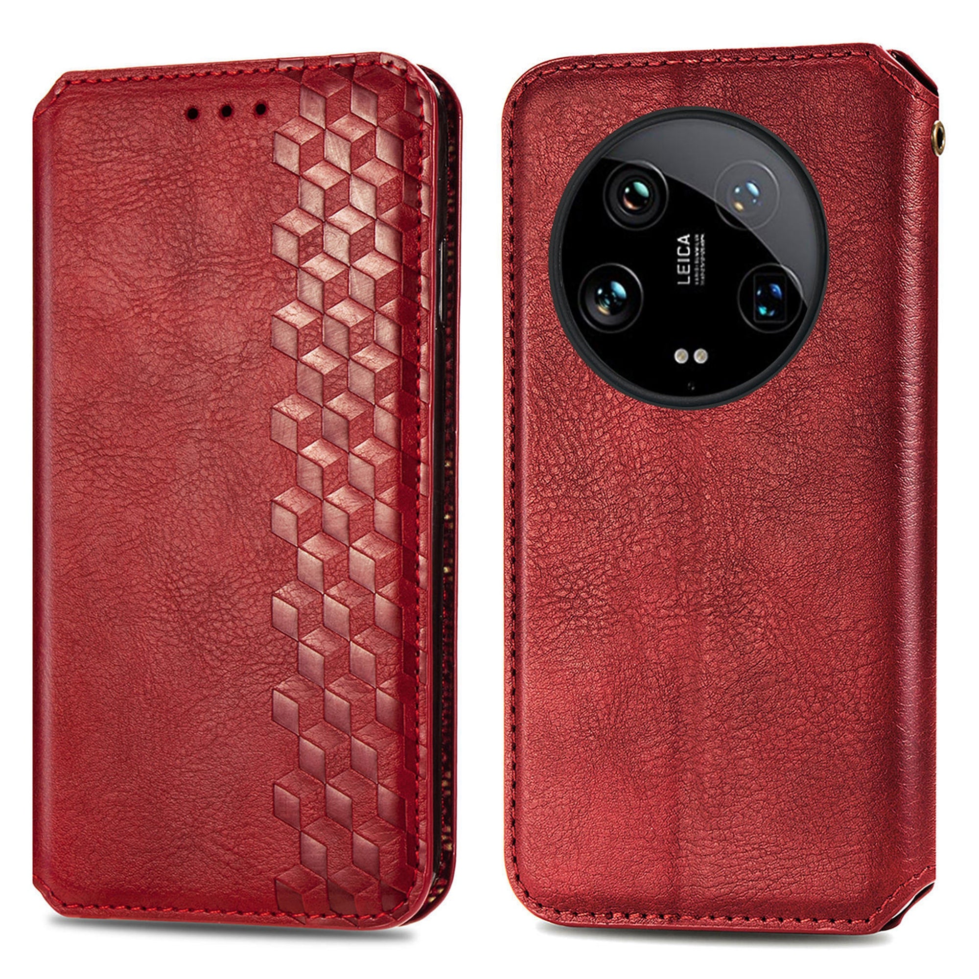 For Xiaomi 14 Ultra Case Wallet Magnetic Closing PU Leather Rhombus Phone Cover