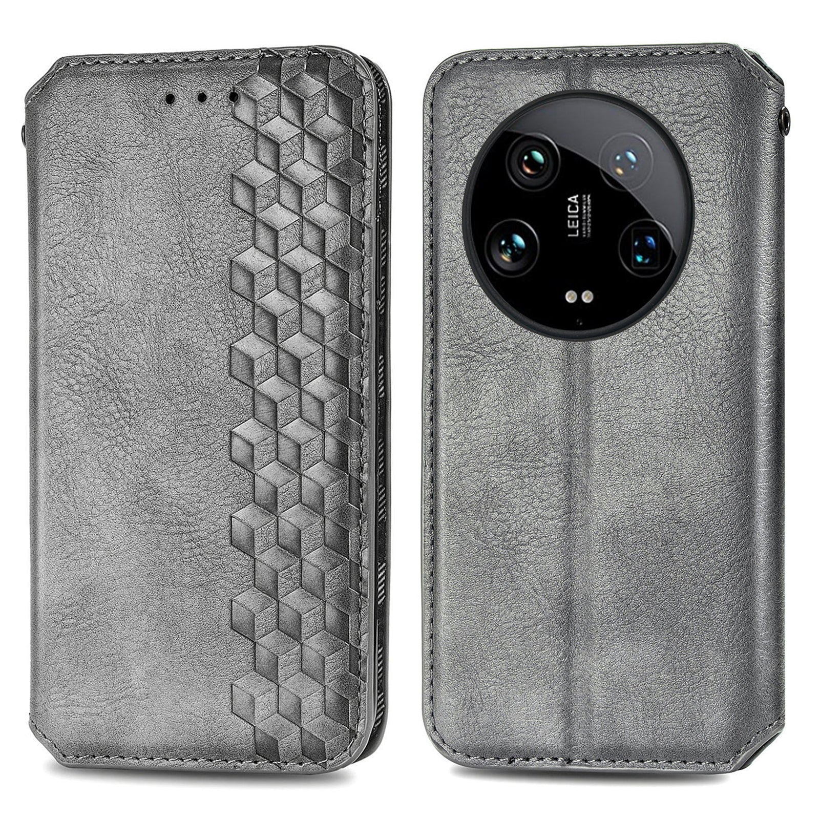 For Xiaomi 14 Ultra Case Wallet Magnetic Closing PU Leather Rhombus Phone Cover