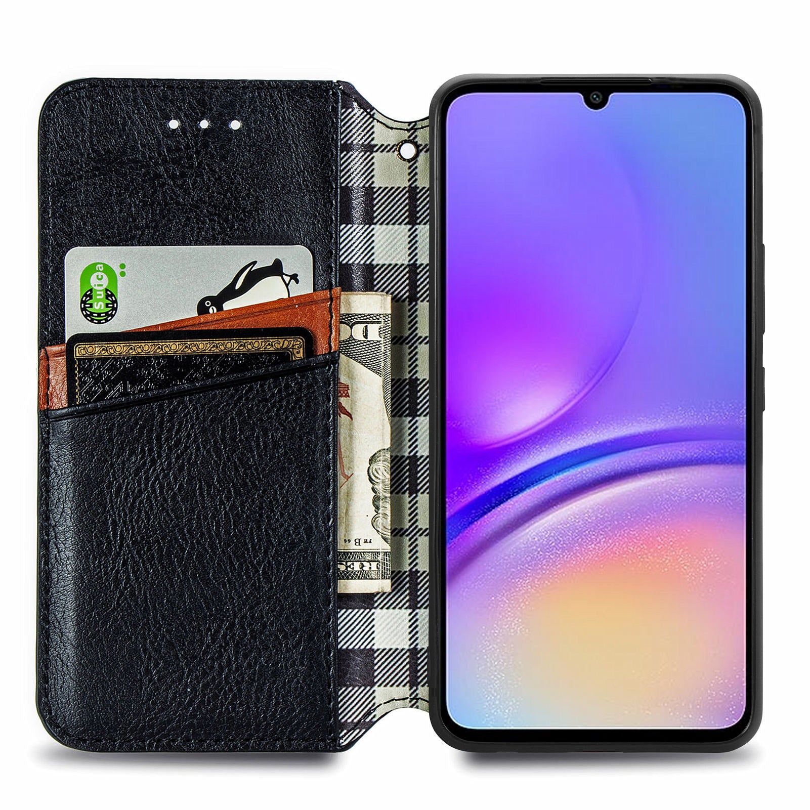For Samsung Galaxy A05 4G Phone Case Imprinted Rhombus Leather Wallet Cover