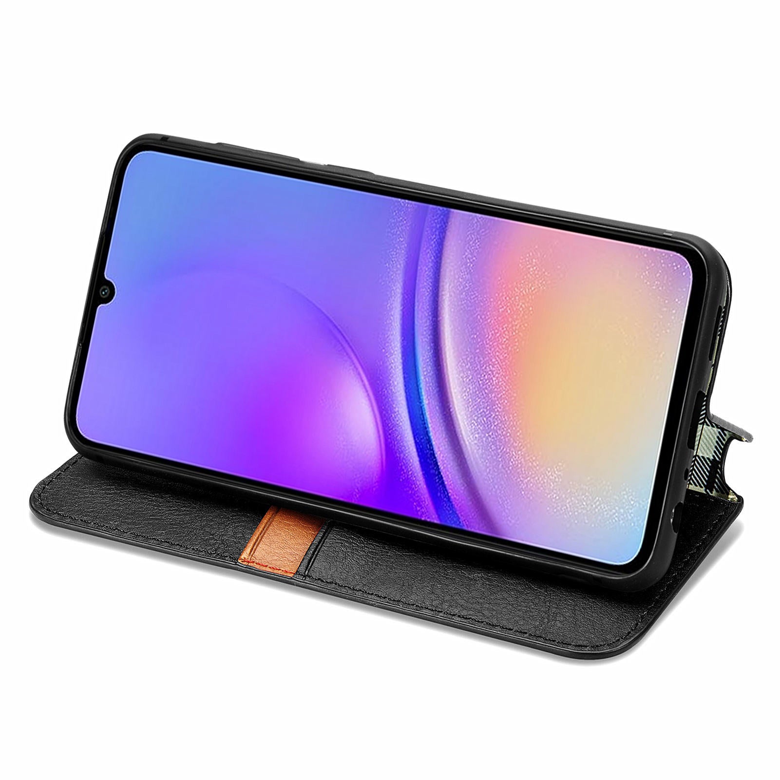 For Samsung Galaxy A05 4G Phone Case Imprinted Rhombus Leather Wallet Cover
