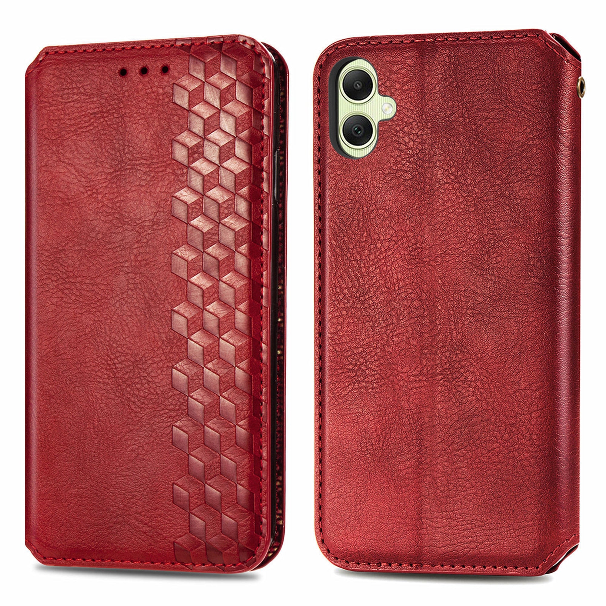 For Samsung Galaxy A05 4G Phone Case Imprinted Rhombus Leather Wallet Cover
