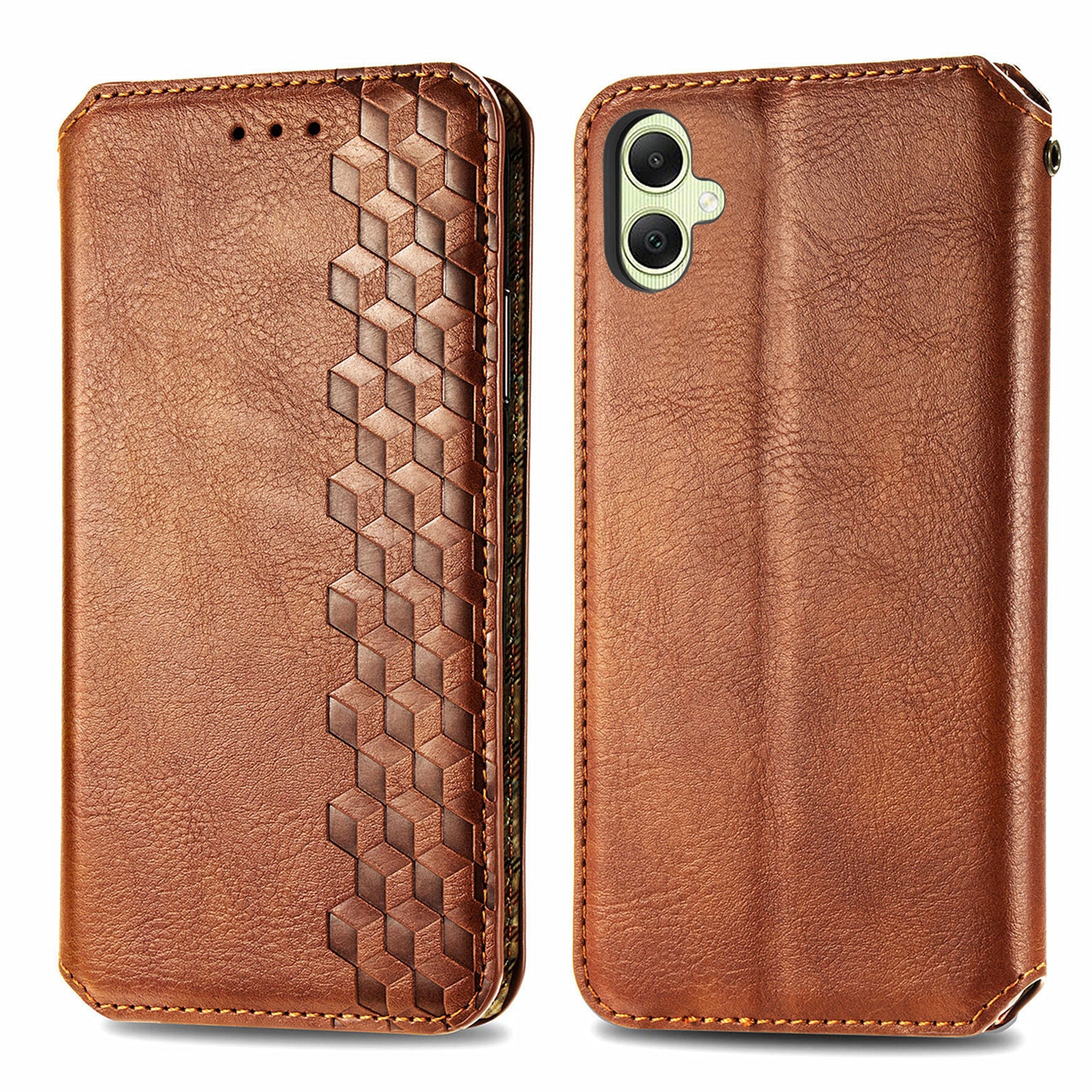 For Samsung Galaxy A05 4G Phone Case Imprinted Rhombus Leather Wallet Cover