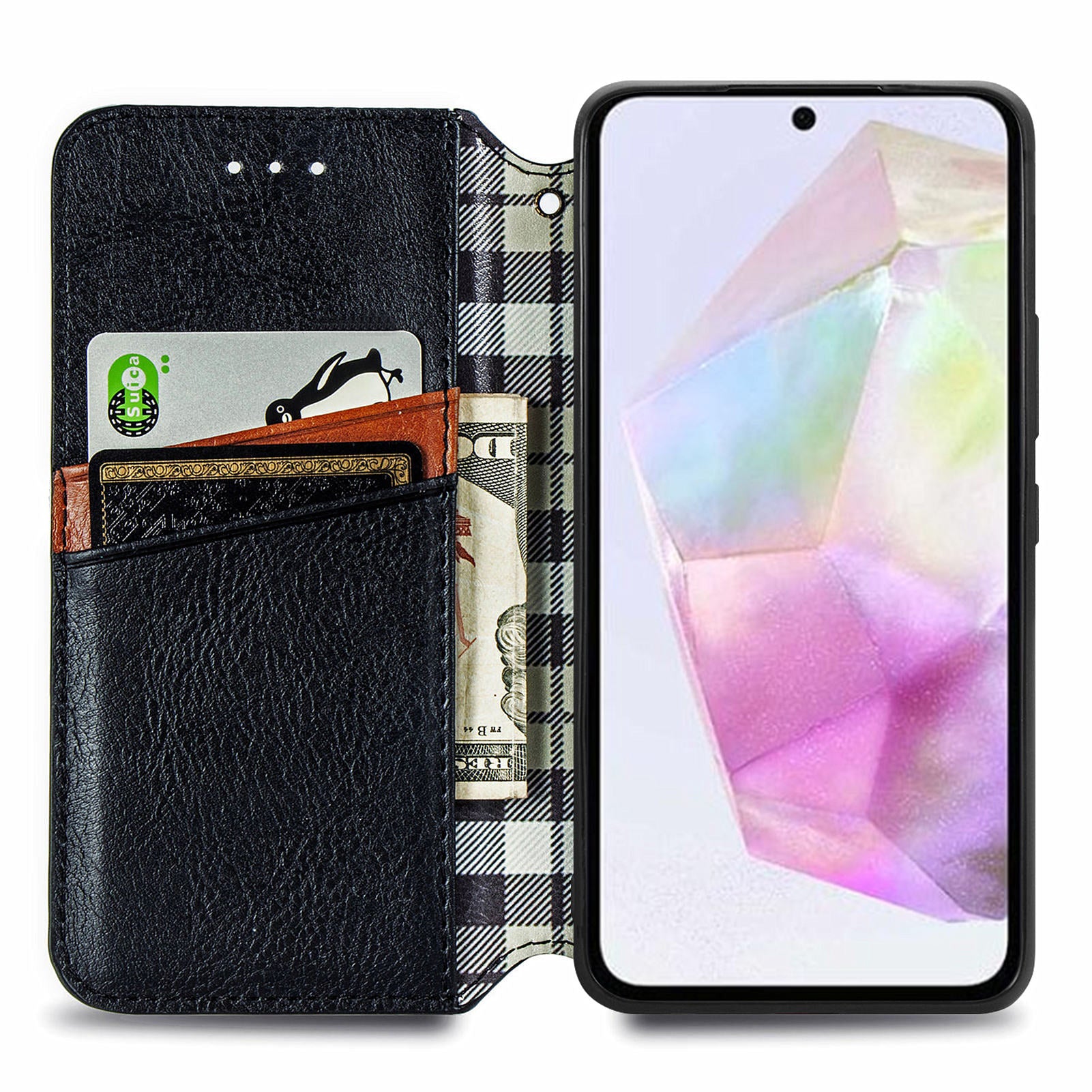 For Samsung Galaxy A35 5G Case Rhombus Leather Phone Wallet Cover Magnetic Closing