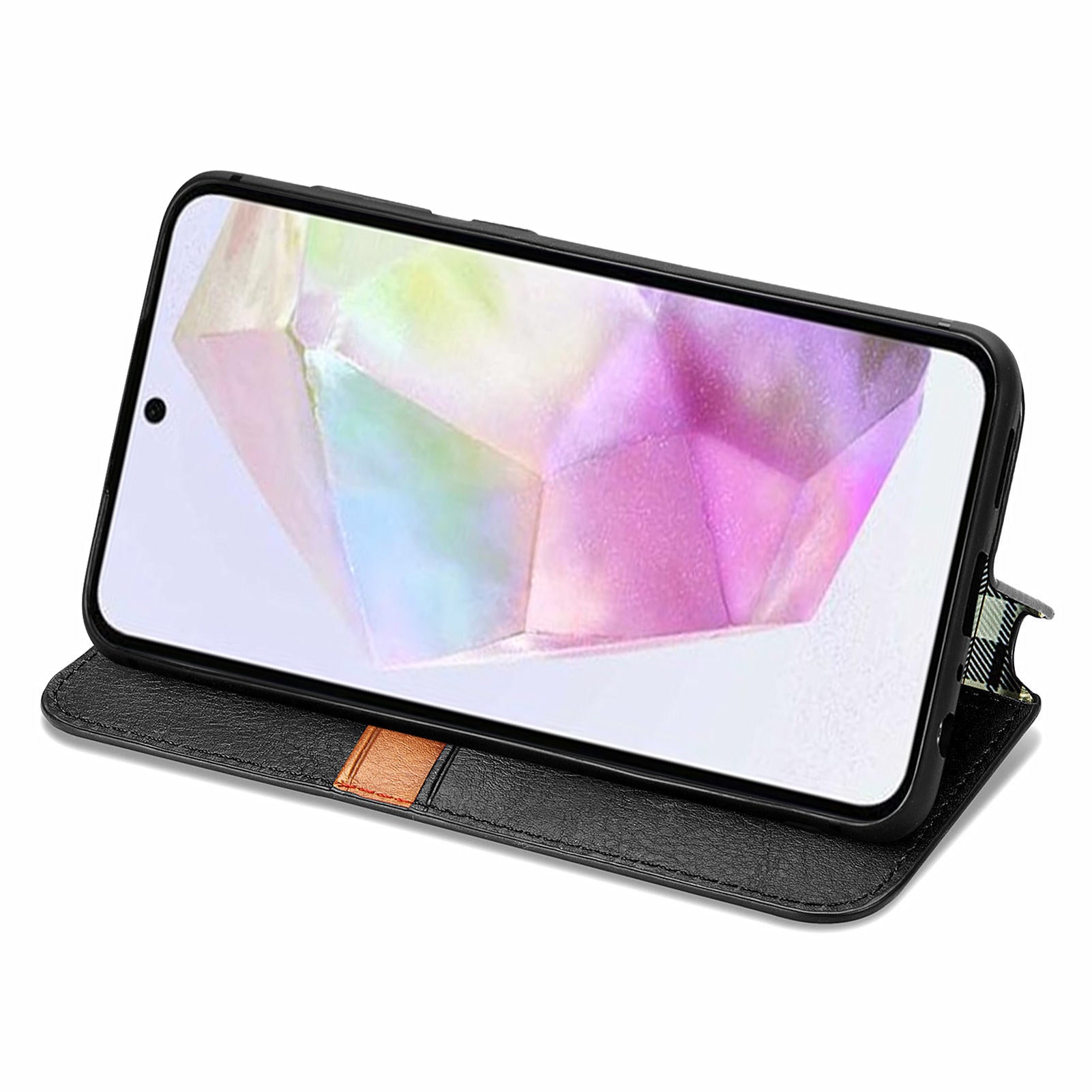For Samsung Galaxy A35 5G Case Rhombus Leather Phone Wallet Cover Magnetic Closing